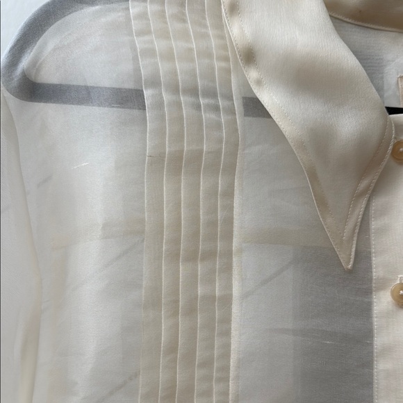 KHAITE Nori Pleated Front Silk Organza Semi Sheer Dress Shirt Sz 4 NWOT - Picture 6 of 16